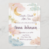 Cute Celestial Baby Shower Invitation | Watercolor Einladung (Vorne/Hinten)