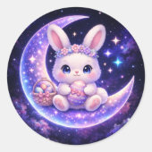 Cute Celestial Easter Bunny Round Sticker (Vorderseite)