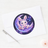Cute Celestial Easter Bunny Round Sticker (Umschlag)