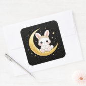 Cute Celestial Easter Bunny Square Sticker (Umschlag)