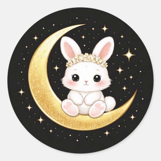 Cute Celestial Easter Bunny Sticker (Vorderseite)