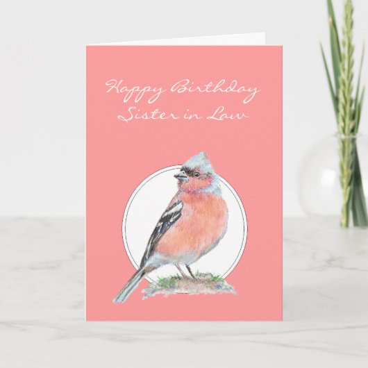Cute Chaffinch, Birthday Sister -in-Law Karte (Vorderseite)