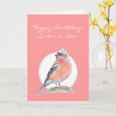 Cute Chaffinch, Birthday Sister -in-Law Karte (Gelbe Blume)