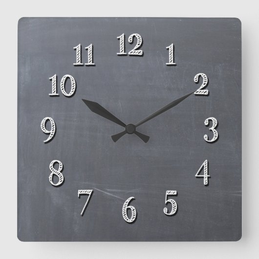 Cute Chalkboard Look Wall Clock Quadratische Wanduhr (Vorderseite)