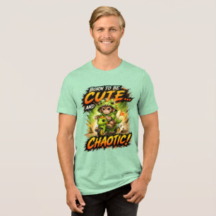Cute Chaotic Dino T-Shirt Funny Kawaii Tri-Blend Shirt