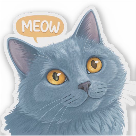 Cute Chartreux Cat Face Sticker” | Adorable Plush  Aufkleber (Vorderseite)