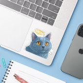 Cute Chartreux Cat Face Sticker” | Adorable Plush  Aufkleber (Laptop mit iPhone)