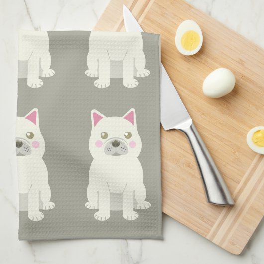 Cute Cheeks French Bulldog Geschirrtuch (Viertel Falte)
