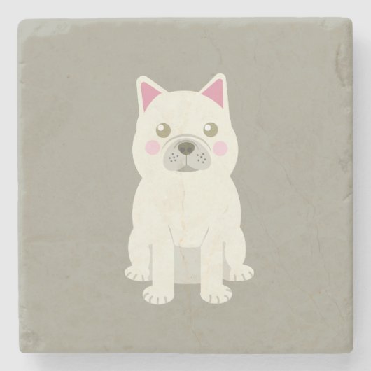 Cute Cheeks French Bulldog Steinuntersetzer (Vorderseite)