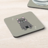 Cute Cheeks Gray French Bulldog Getränkeuntersetzer (Linke Seite)