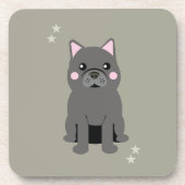 Cute Cheeks Gray French Bulldog Getränkeuntersetzer (Vorderseite)