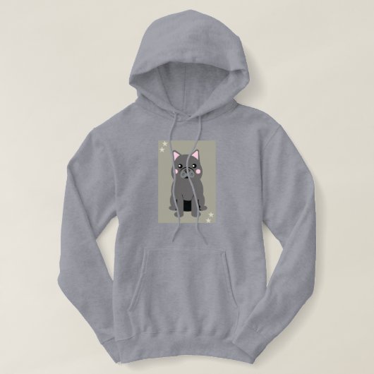 Cute Cheeks Gray French Bulldog Hoodie (Design vorne)