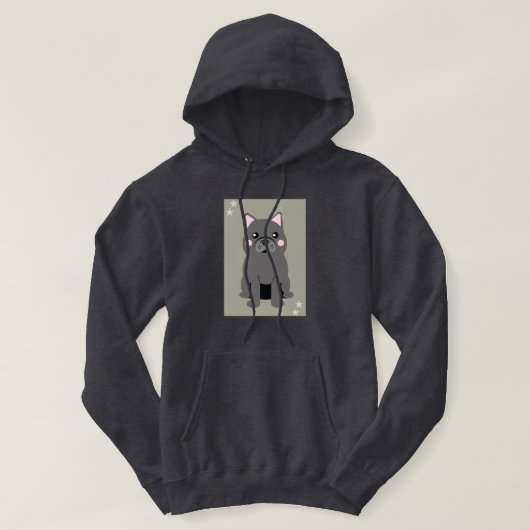 Cute Cheeks Gray French Bulldog Hoodie (Design vorne)