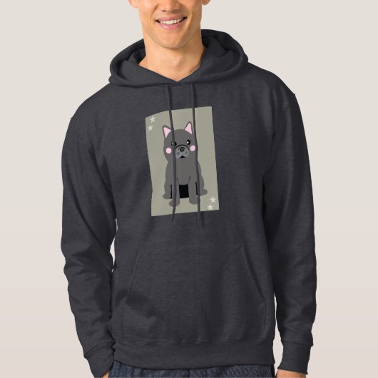 Cute Cheeks Gray French Bulldog Hoodie (Vorderseite)