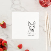 Cute Cheers Pet Face Drawing Dog Sketch Wedding Serviette (Beispiel)