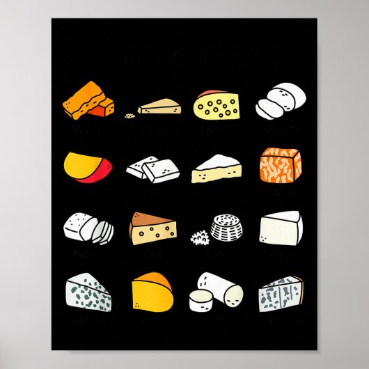 Cute Cheese Types Funny Dairy Food Lover Poster (Vorne)