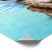 Cute Cheetah Cub with Fairy Wings on Blue Poster (Ecke)