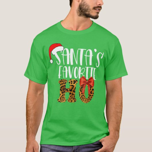 Cute Cheetah Santas Favorite Ho Christmas Funny Na T-Shirt (Vorderseite)