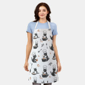 Cute Chef Cat Black and White Pattern Apron Schürze (Getragen)