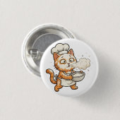 Cute Chef Cat Cooking Hot Food Button (Vorne & Hinten)