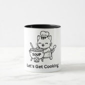 Cute Chef Cat Cooking Soup Tasse (Zentrum)