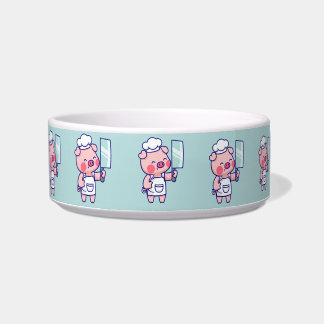 Cute Chef Pig with Cleaver Napf