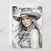 Cute Cherish Cowgirl in Grey Shades Bachelorette Einladung (Vorderseite)
