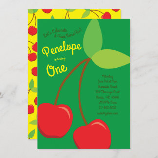 Cute Cherries Kinder 1 Geburtstagsparty Cherry Einladung