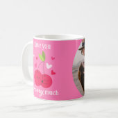 Cute Cherries Love Hearts Photo Valentines Pink Kaffeetasse (Vorderseite Links)