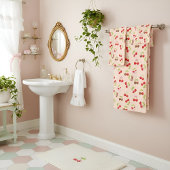 Cute Cherry and Bow Pattern Sweet Aesthetic Badhandtuch Set