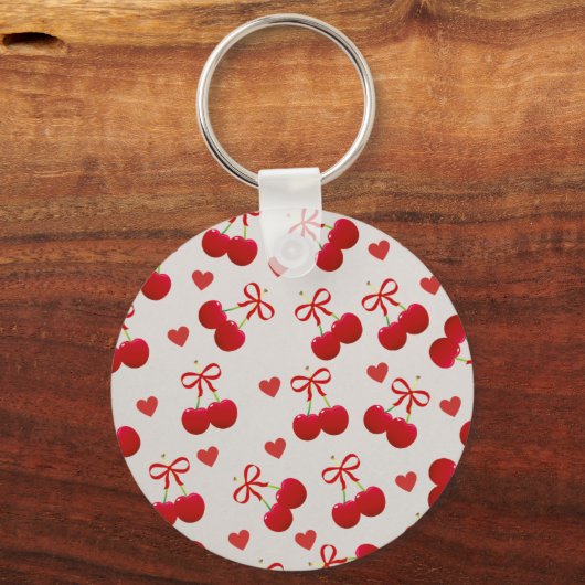 Cute Cherry and Heart Pattern Keychain Schlüsselanhänger (Rückseite)