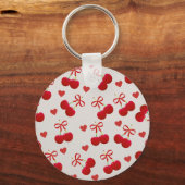 Cute Cherry and Heart Pattern Keychain Schlüsselanhänger (Vorderseite)