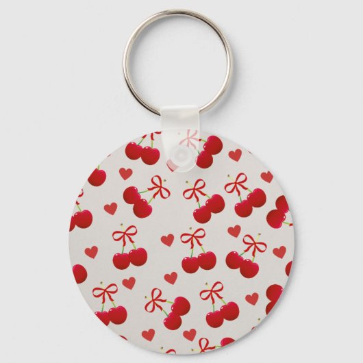 Cute Cherry and Heart Pattern Keychain Schlüsselanhänger (Rückseite)