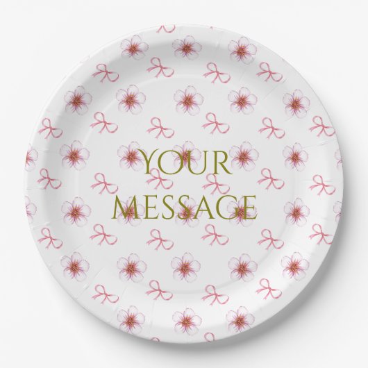 Cute Cherry Blossom Ribbon Design Pappteller (Vorderseite)