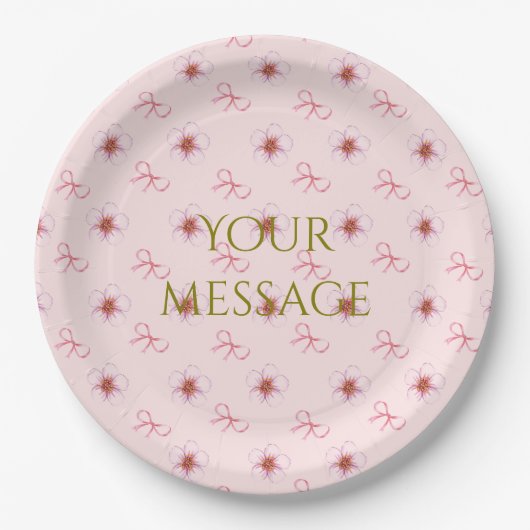 Cute Cherry Blossom Ribbon Design  Pappteller (Vorderseite)