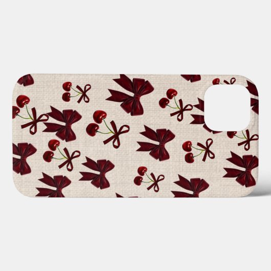 Cute Cherry & Bow Aesthetic Phone Case 🎀🍒✨ (Rückseite (Horizontal))