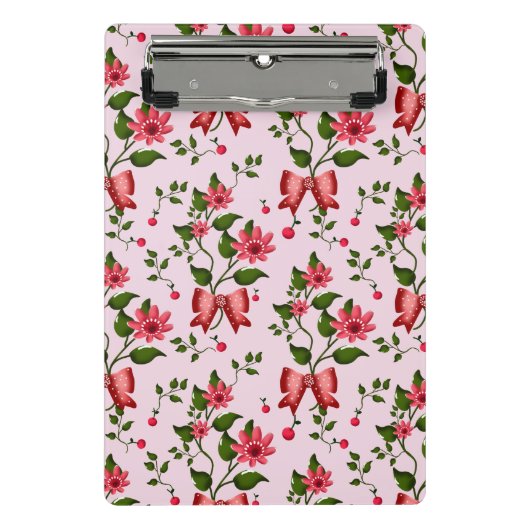 Cute Cherry Bow floral Pattern  Mini Klemmbrett (Vorderseite)
