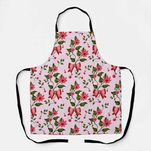 Cute Cherry Bow floral Pattern  Schürze (Vorderseite)