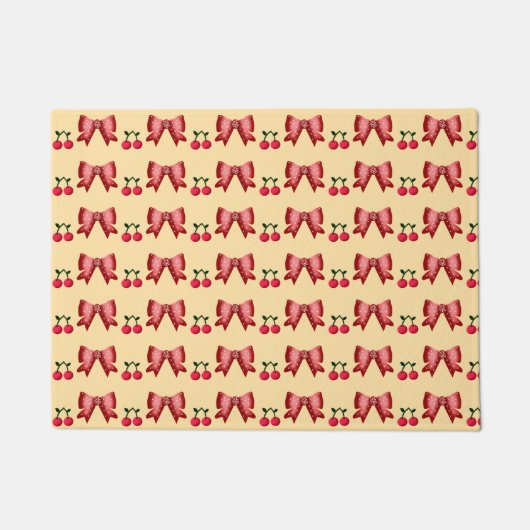 Cute Cherry Bow Seamless Pattern Pink Aesthetic Ka Fußmatte (Vorderseite)