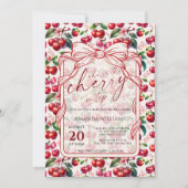 Cute Cherry Bow Themed Baby Shower Invitation Einladung (Vorderseite)