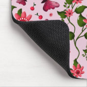 Cute Cherry Butterfly Pattern, Glossy Kawaii Fruit Mousepad (Ecke)