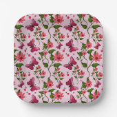 Cute Cherry Butterfly Pattern, Glossy Kawaii Fruit Pappteller (Vorderseite)