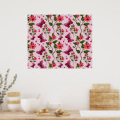 Cute Cherry Butterfly Pattern, Glossy Kawaii Fruit Poster (Küche)