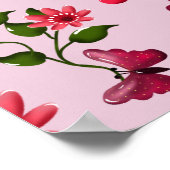 Cute Cherry Butterfly Pattern, Glossy Kawaii Fruit Poster (Ecke)