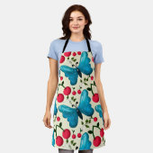 Cute Cherry Butterfly Pattern, Glossy Kawaii Fruit Schürze (Getragen)