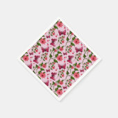 Cute Cherry Butterfly Pattern, Glossy Kawaii Fruit Serviette (Ecke)