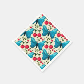 Cute Cherry Butterfly Pattern, Glossy Kawaii Fruit Serviette (Ecke)