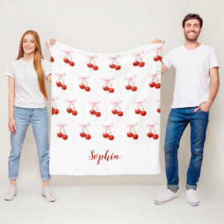 Cute Cherry Coquette Blanket - custom name Fleecedecke