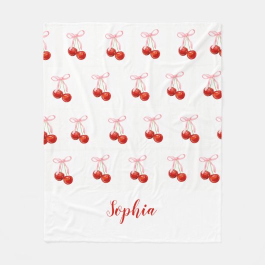 Cute Cherry Coquette Blanket - custom name Fleecedecke (Vorderseite)