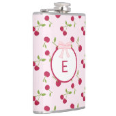Cute Cherry Coquette Pink Custom Monogram Flachmann (Rechts)